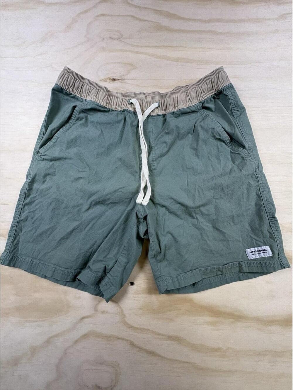 Banks Journal Men’s Large Elastic Waist Shorts Green Casual Beach Drawstrings